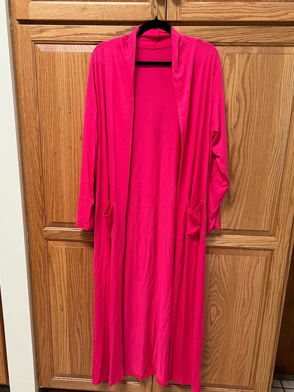 Women’s Long Open Front Robe - Hot Pink, EUC, Size 1X